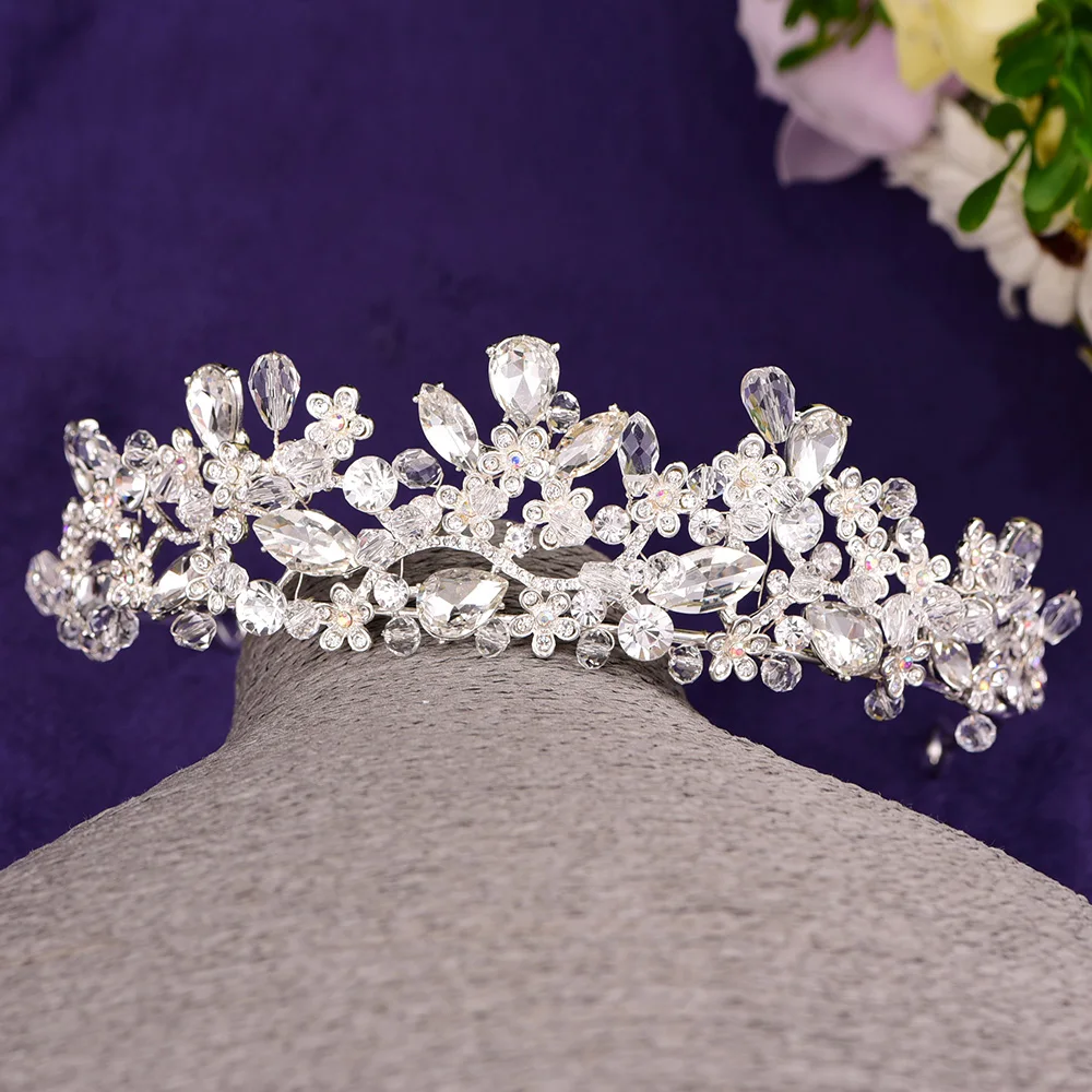 High Quality Colorful Fairy Handmade Rhinestone Crown Wedding Bridal Hair Accessories Jewelry Gift Box Packing CZC-2018