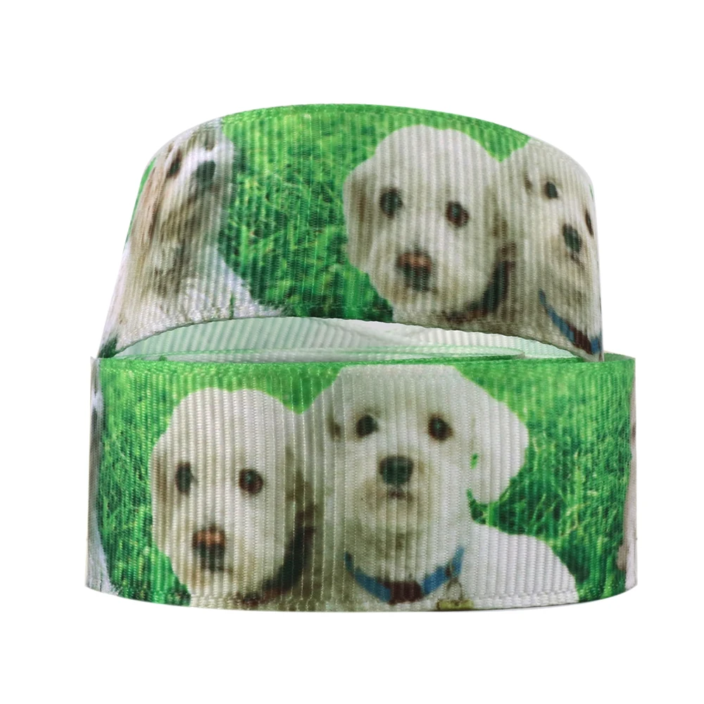 10 Yards Multi Sized Cute Dog Theme Grosgrain Ribbon Puppy Printed Ribbon DIY Hair Bow Gift Wrapping Material,10Yc8621