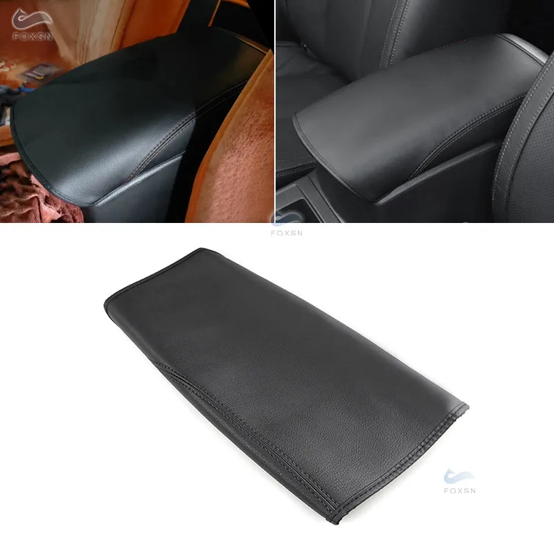 Black Center Armrest Leather Cover For Nissan X-Trail Rogue 2014 - 2020 Car Center Control Armrest Box Cover Elastic Band Trim