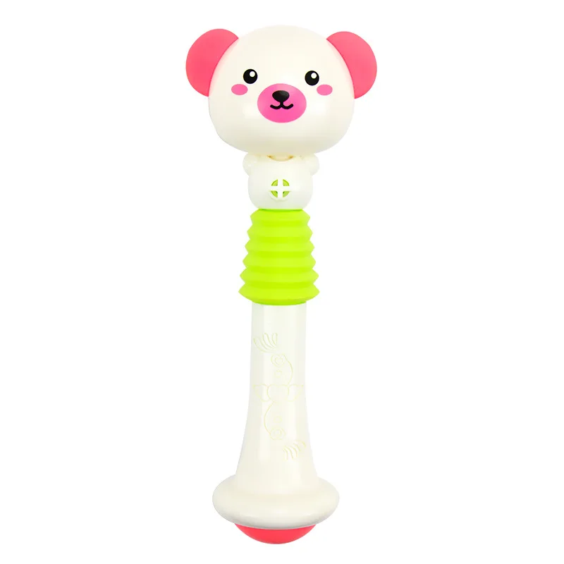 Cartoon Rattles Infant Baby Hand-cranked BB Rod Rattle Toys Fall Resistance With Soft Rubber Rattle Toys