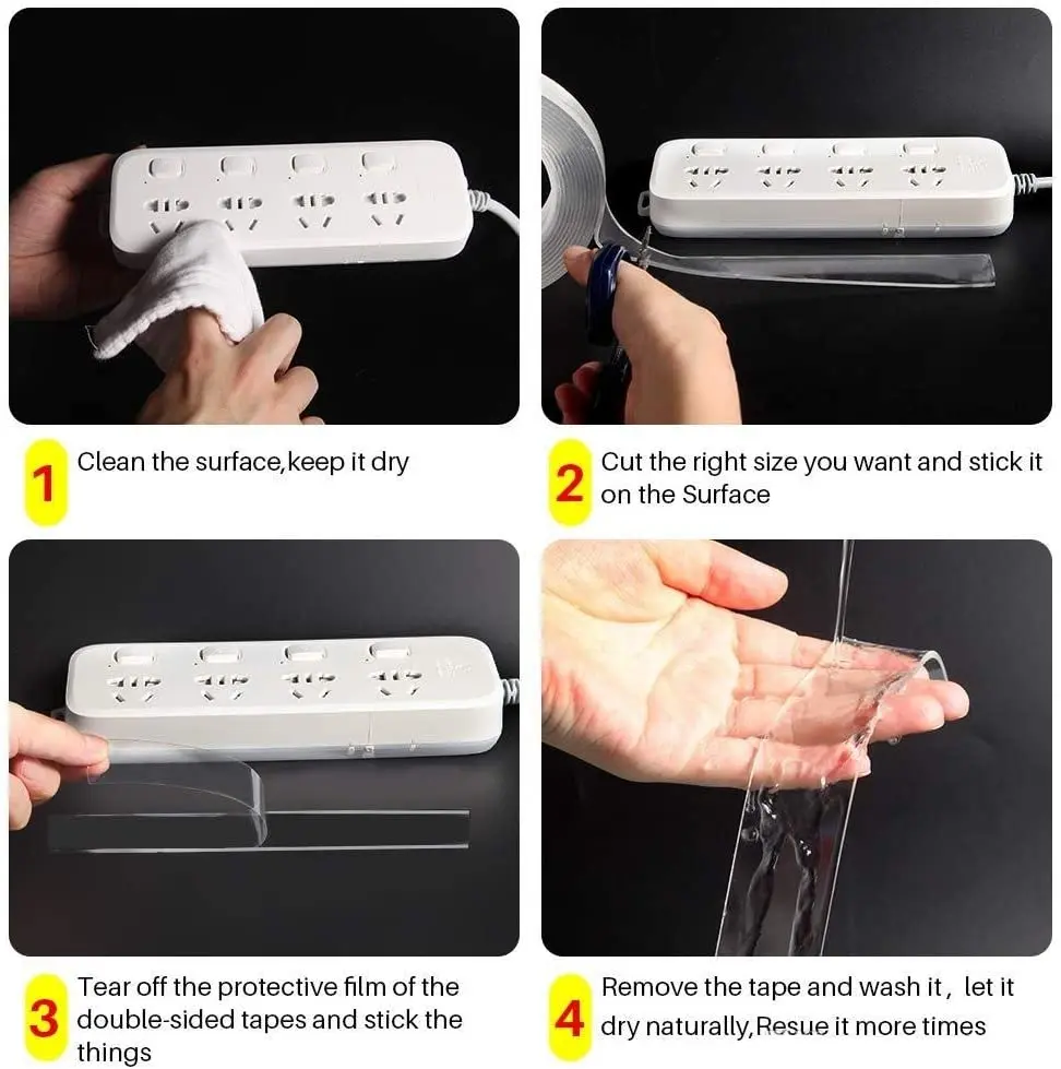شريط نانو 1/2/3/5 متر شريط لاصق مضاد للمياه قابل لإعادة الاستخدام شفاف شريط نانو مستلزمات المطبخ والحمامات