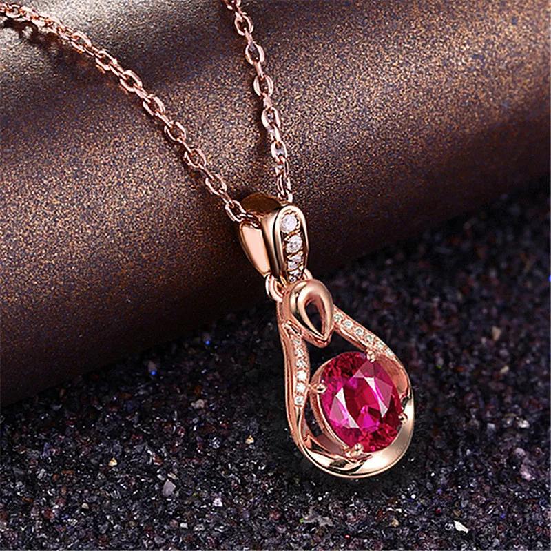 Collar con colgante de oro rosa para mujer, gargantilla de cristal de gota de agua, accesorios, collares para mujer, regalo de aniversario