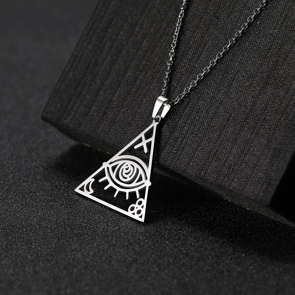 Unift Eye of Providence All-Seeing Eye Pendant Necklace Wicca Amulet Mason Christian Stainless Steel Jewelry Egyptian Evil Eye