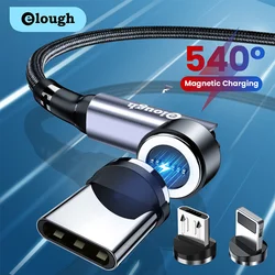 Elough Kabel magnetyczny do iPhone'a 540 Obrót 3A Magnes szybkiego ładowania Kabel USB typu C Micro do iPhone'a 14 13 12 Pro Max Xiaomi Redmi POCO Samsung Huawei Realme Przewód danych telefonu komórkowego