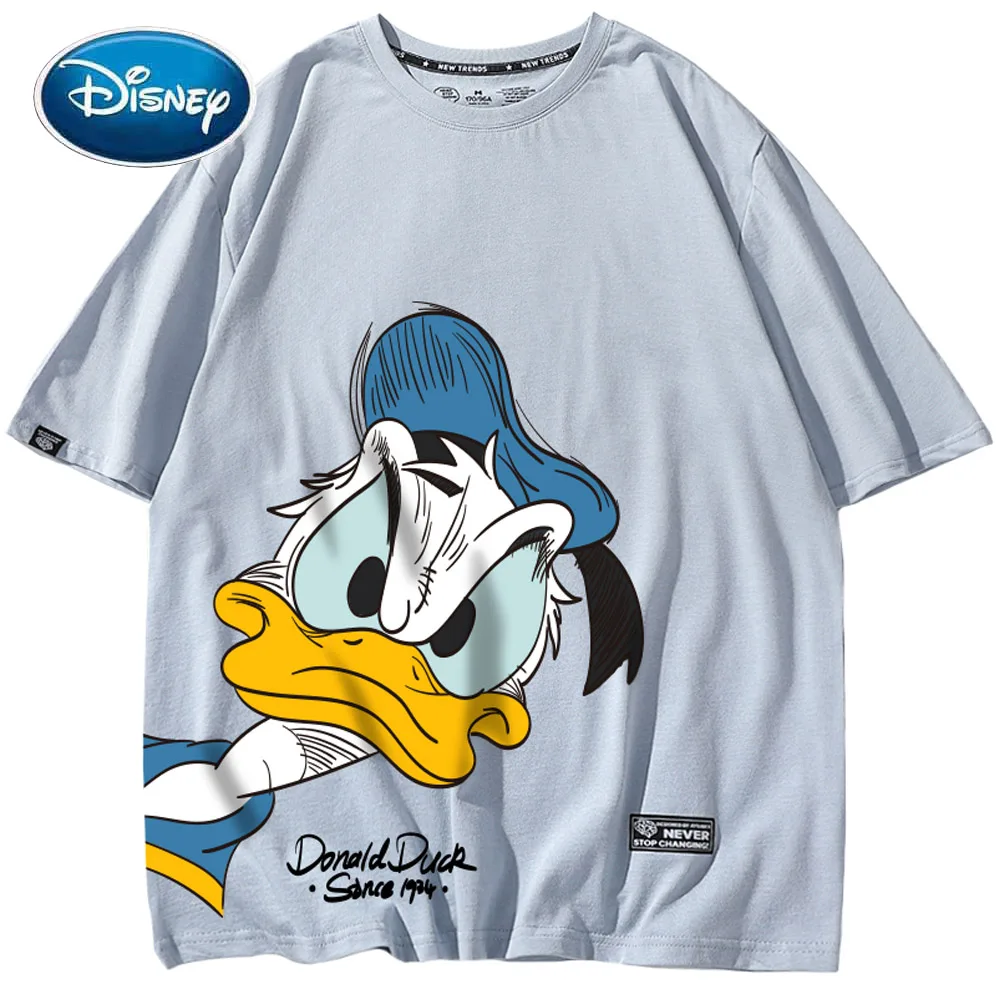 Disney T-Shirt Fashion Donald Duck Cartoon Print Harajuku Unisex Couples Women Short Sleeve Tee Tops 10 Colors Streetwear Female