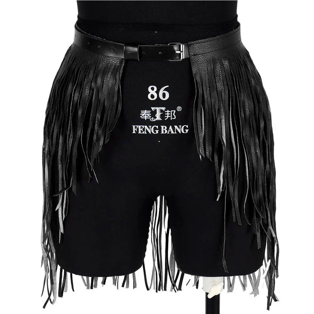 Body Harness Women Skirt Leather Tassel Belt Cage Black Gothic Punk Suspender Dress Bondage Waist Adjust Rave NightClubs Dance