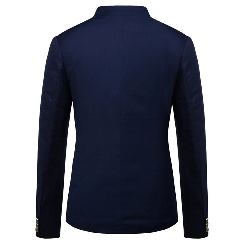 Chaqueta de vestir de cuello alto para hombre, chaqueta ajustada de un solo pecho, color negro, azul marino, vino y rojo, a la moda, para fiesta de