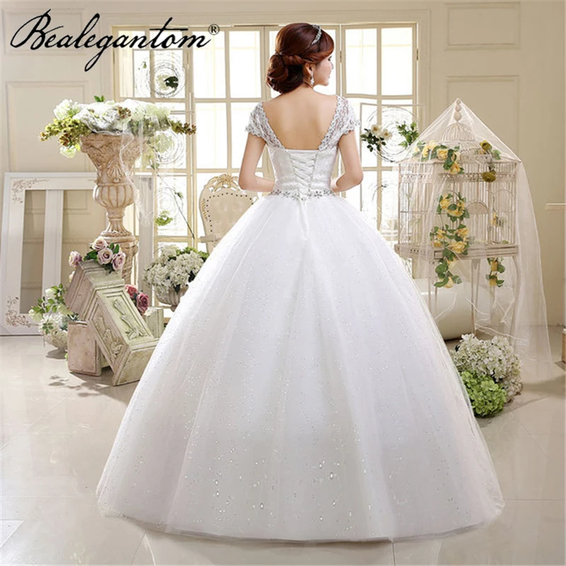 Bealegantom marfim branco vestido de baile do vintage vestidos de casamento frisado vestidos de noiva longo robe de mariage wd1305