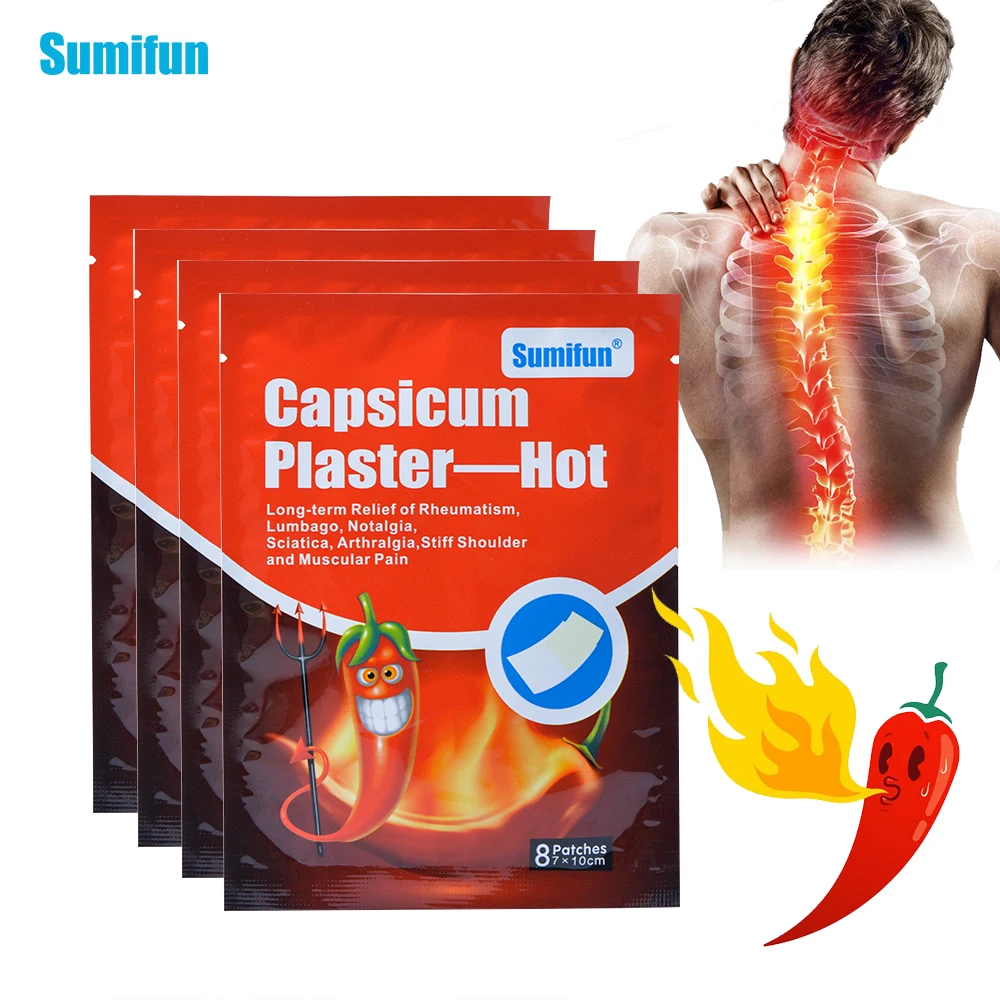 

Sumifun 8Pcs/Bag Capsicum Plaster Hot Muscle Back Pain Relieve Body Relaxation Patch Arthritis Joint Pain Killer Medical Sticker