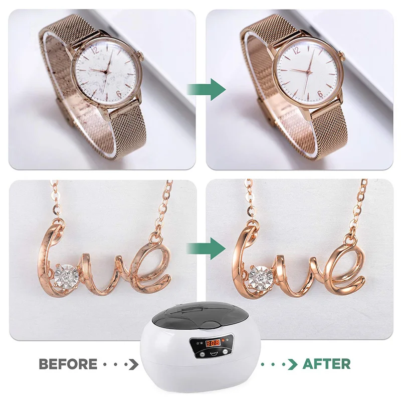 600Ml Siêu Sonic Bụi Tắm Cho Trang Sức Kính Làm Móng Nha Khoa Dao Cạo Bàn Chải Đồng Hồ Siêu Âm Sonic Bụi