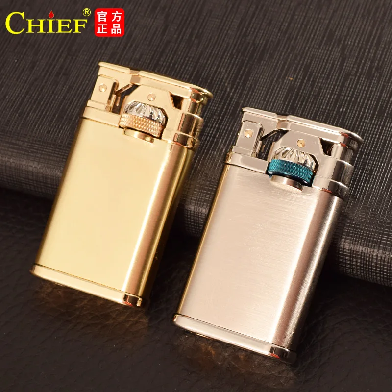 CHIEF Gear Linkage Retro Grinding Wheel Kerosene Lighter Metal Mechanical Smoking Enthusiasts Must Choose Gift