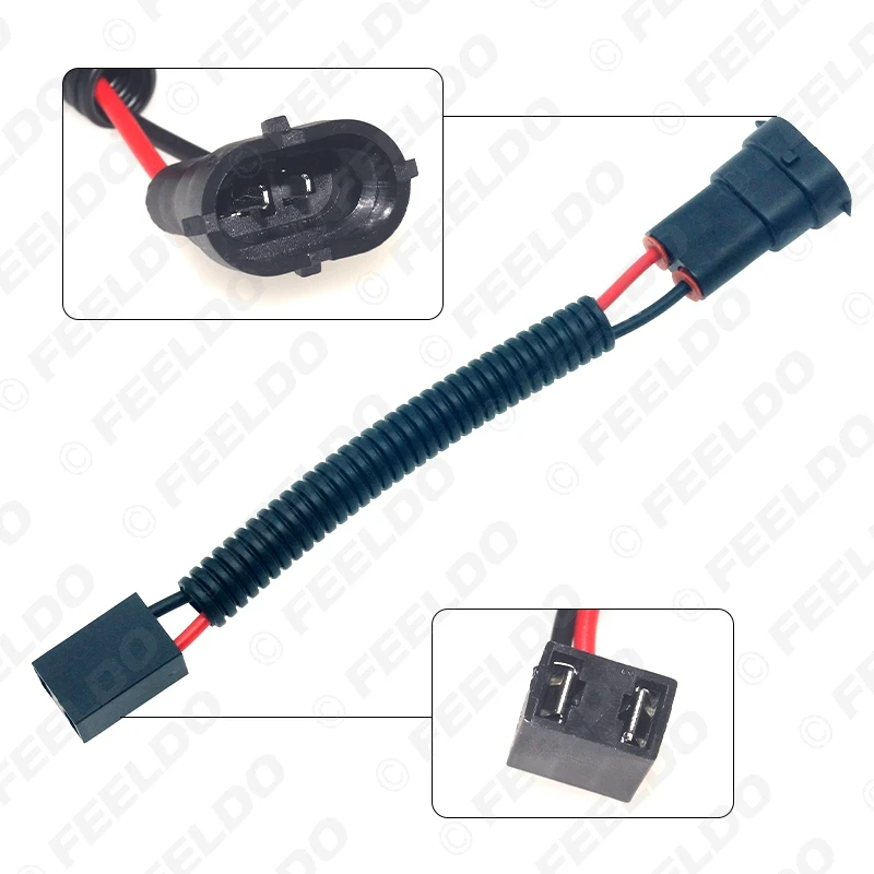 FEELDO 1Pc Auto Headlight Lamp Wiring Socket Adapter H8/H9/H11-11 To H7-21 Connector Plug Car Light Wire Cable