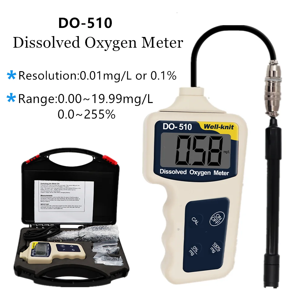 

DO-510 Dissolved Oxygen Meter Portable Pen Water Quality Tester Oxygen Analyzer Concentration Dector 0.00~19.99mg/L 20%off