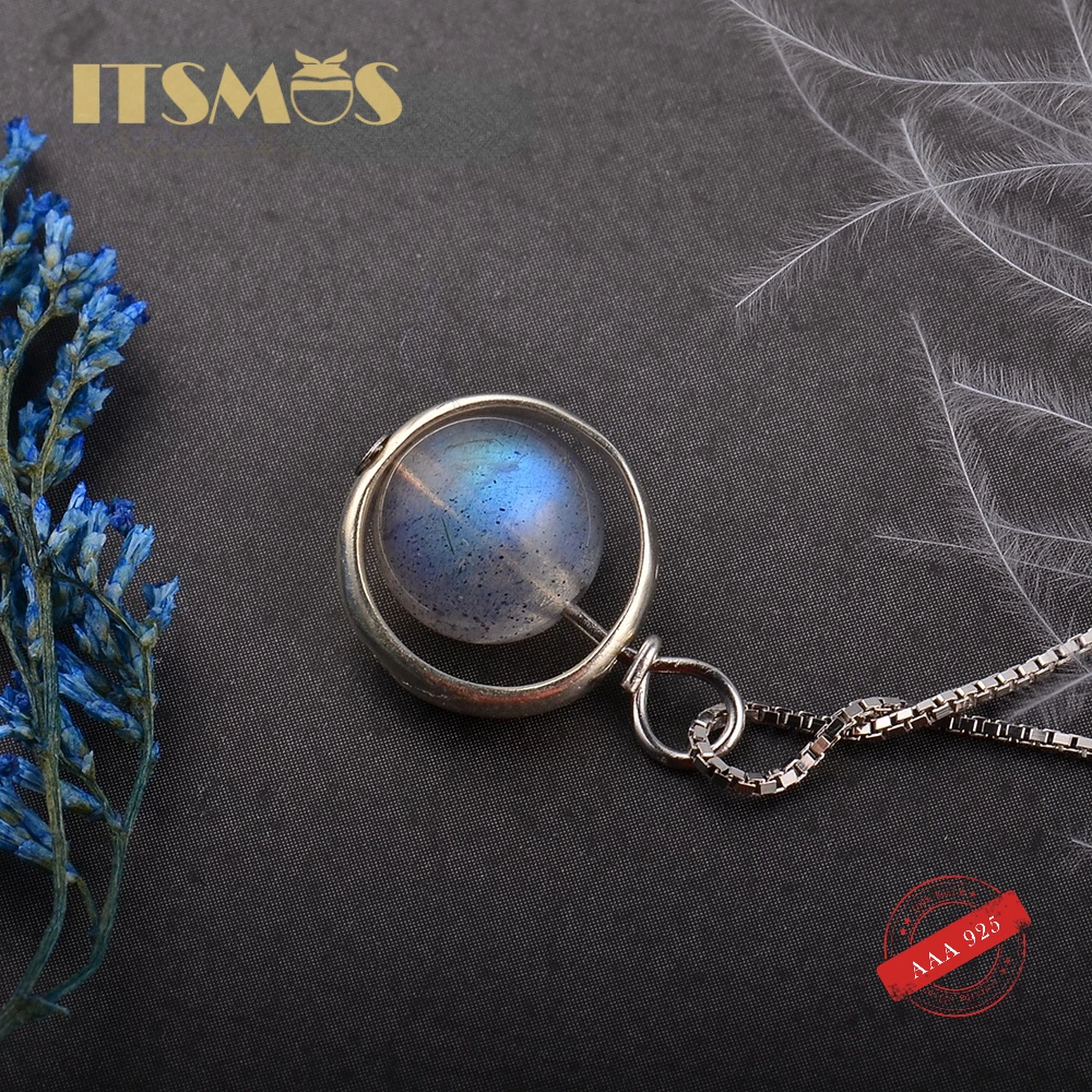 ITSMOS Labradorite Pendant Necklace s925 Sterling Silver Moonlight Necklace For Women Fine Jewelry Nature Gemstone Handmade