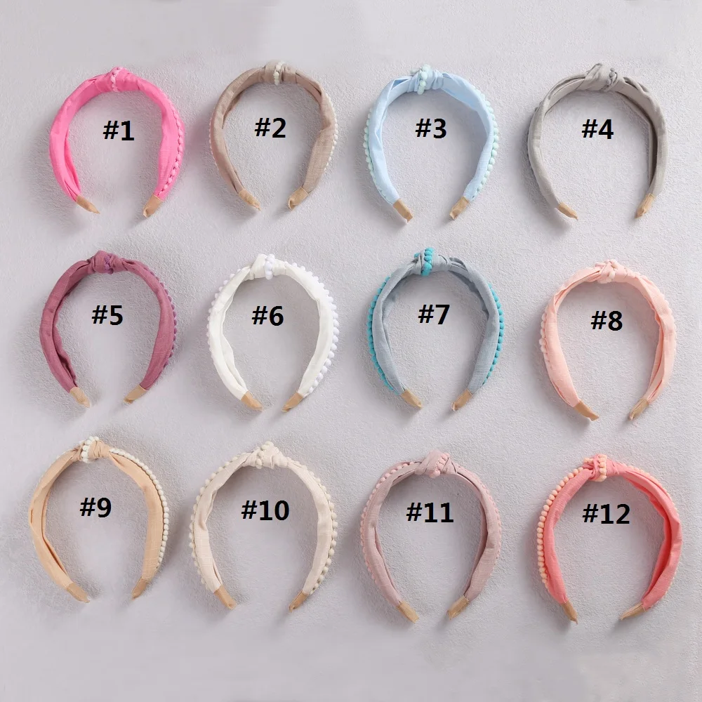 Picture 4: 1Pcs Cross Knot Hair Hoop Hairbands for Children Lovely Pompom Baby Kids Headbands Girls Hair Accessories Hair Bands