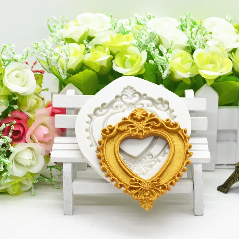 Love Photo Frame Resin Mold Silicone Kitchen Baking Tool Cake Dessert Lace Decoration DIY Chocolate Candy Pastry Fondant Moulds