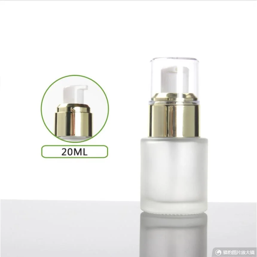 20ml frosted/green/blue glass bottle gold pump pearl white clear lid serum/lotion/emulsion/foundation skin care cosmetic packing