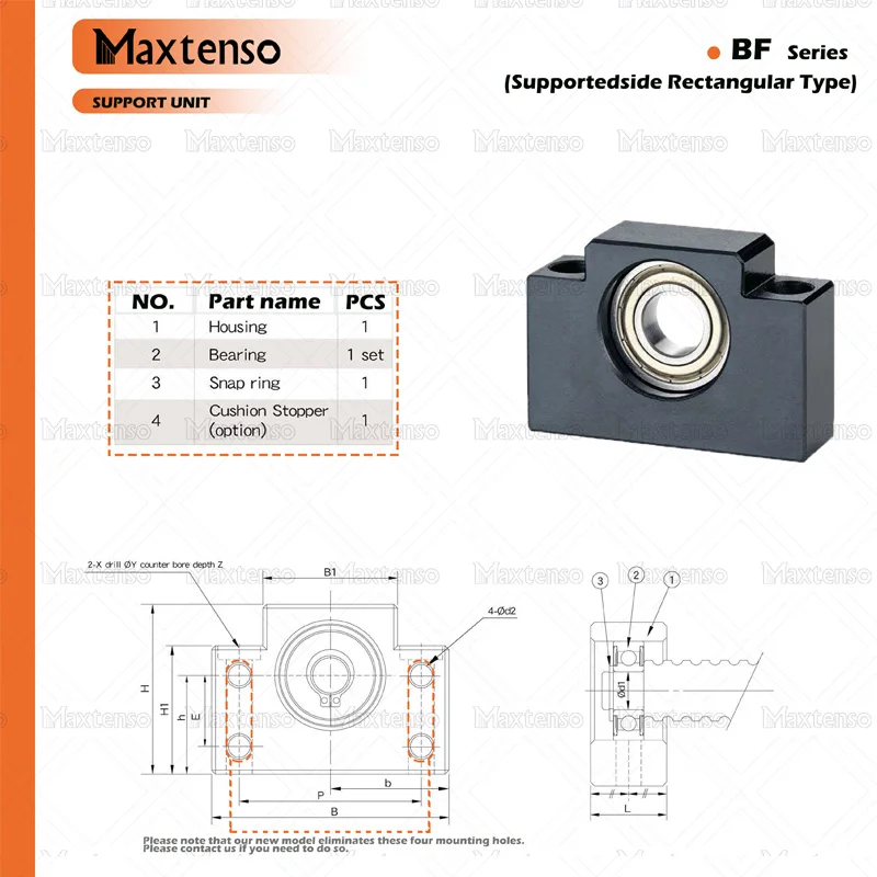 MAXTENSO BF35 BF40 C3 C5 C7 Support Unit Professional Supported-side BK35 BK40  Ball Screw TBI SFU Heay-load Premium CNC Parts