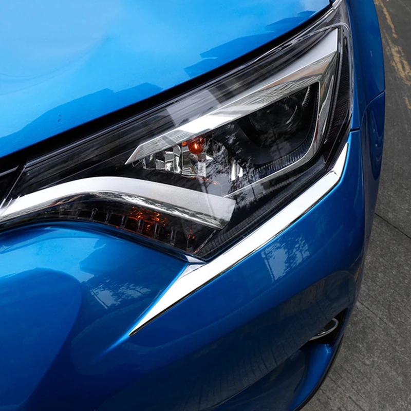 

For Toyota RAV4 2017 2018 ABS Chrome Car Front Headlamps Eyebrow strip Cover trim Car Styling Accessories 2pcs