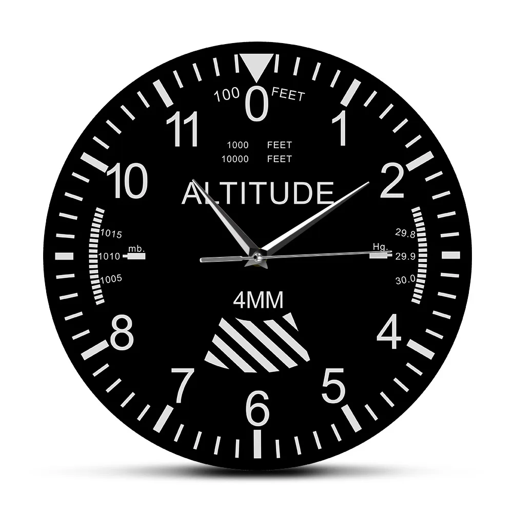 Altimeter Wall Clock Tracking Pilot Air Plane Altitude Measurement Modern Wall Watch Classic Instrument Home Decor Aviation Gift