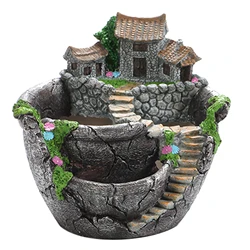 Flower Pot Garden Potted Microlandschaft Plant Pots Succulent Planter Resin Flowerpot Crafts Desktop Ornament Home Decoration