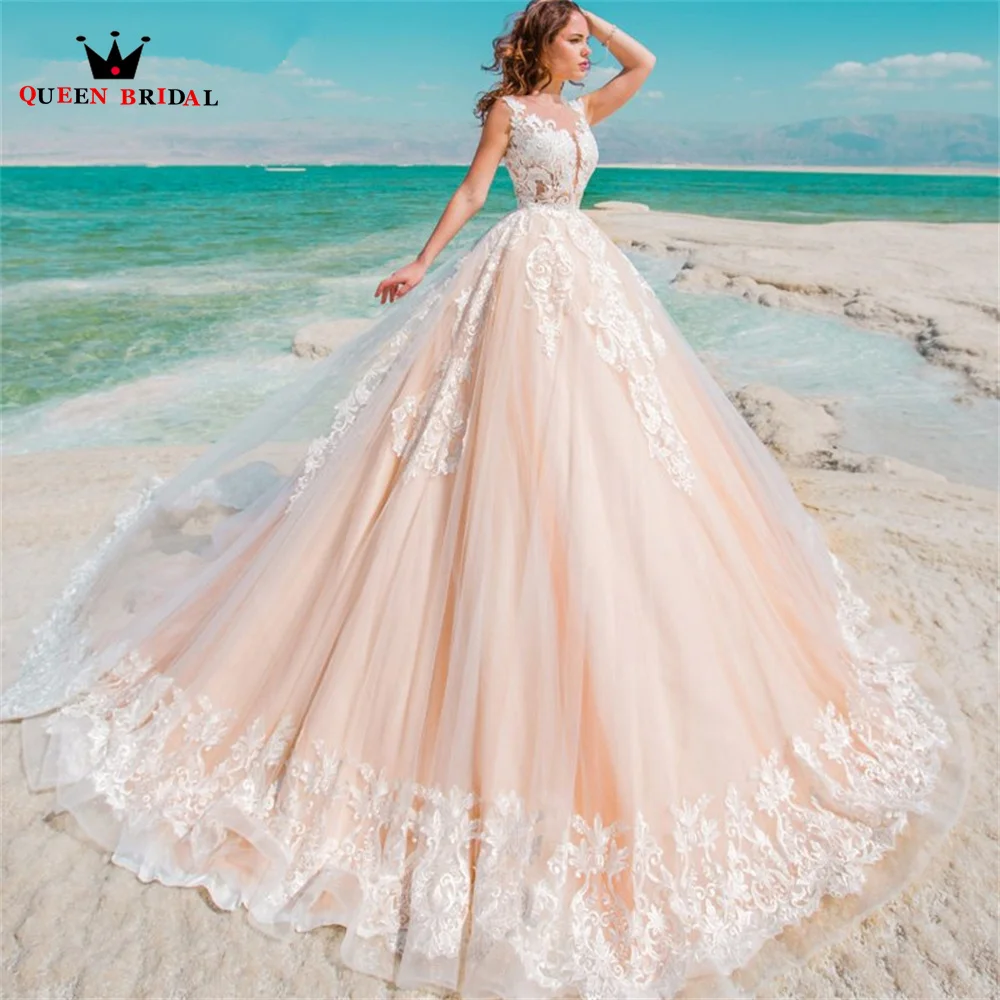 

Exquisite Wedding Dresses Tulle Lace Appliques Long V Neck Sleeveless Elegant Bridal Ball Gown Vestidos De Nov Custom Made DS121