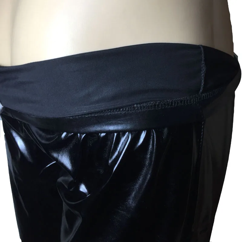 Sexy Men Wetlook Boxer Shorts with Penis Sheath Faux Leather Tight Brief Latex Look Gay Fetish Lingerie Outfit