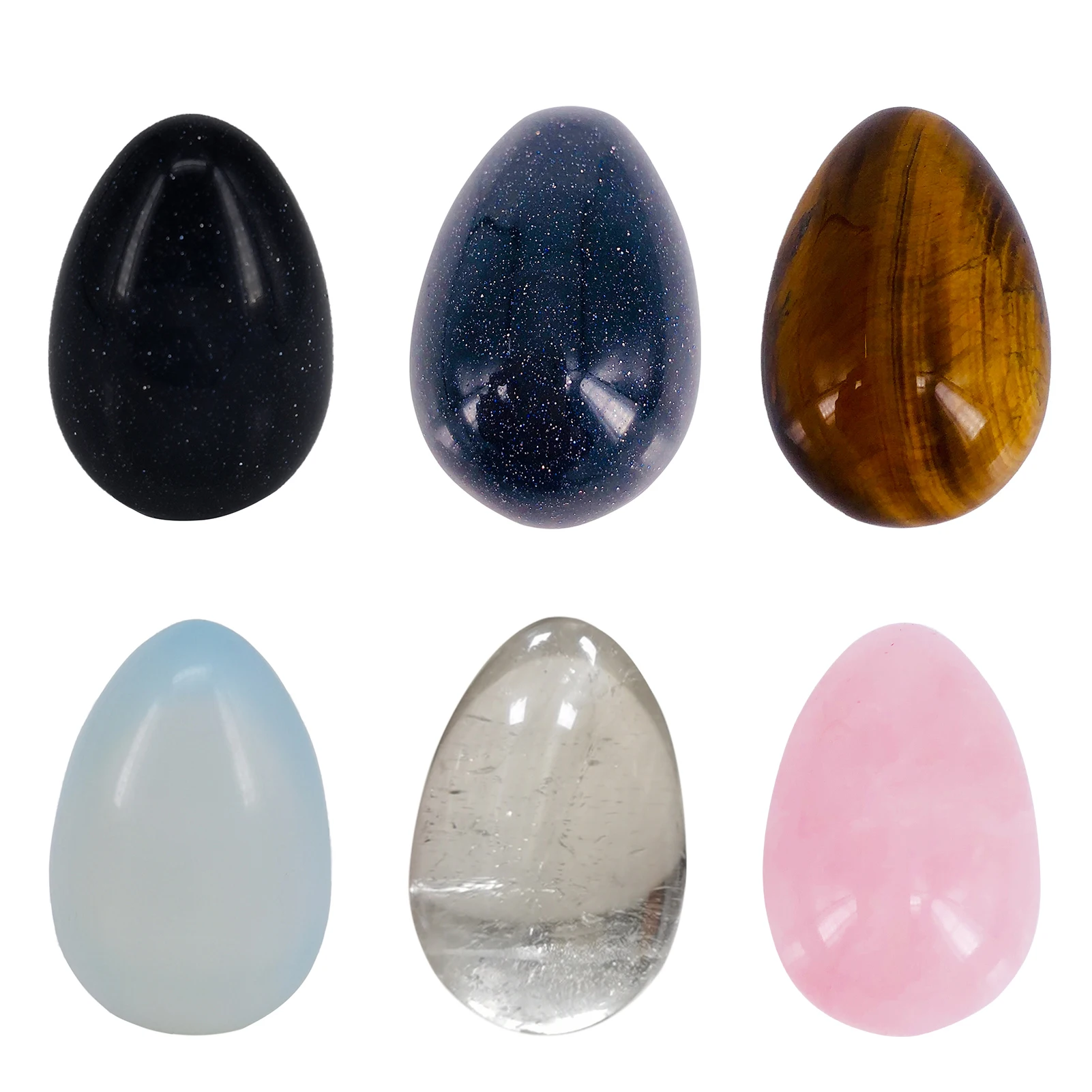 Natural Meditation Stone Chakra Stone Egg Shaped Gem White Crystal Pink Crystal Obsidian Blue Sandstone Tiger Eye Stone Crafts