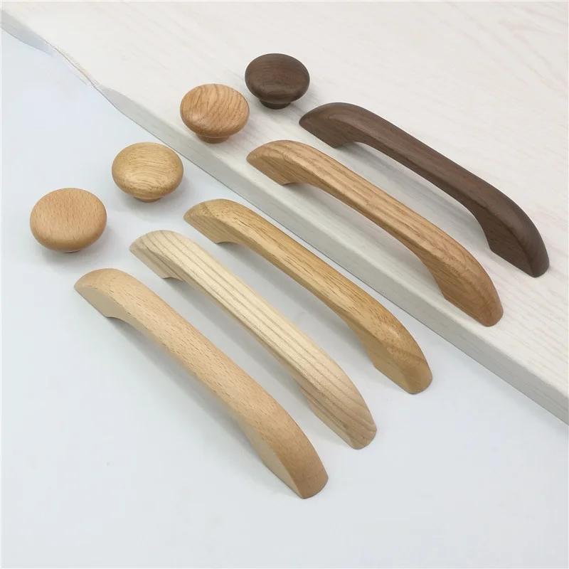 Color Simple Cabinet Door Cabinet Solid Wood Handle Beech Black Walnut Drawer Cabinet Wood Wooden Door Furniture Handles