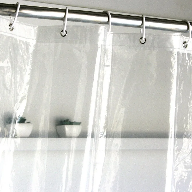 Clear Shower Curtain Waterproof White Plastic Bath Curtains Liner Transparent Bathroom Mildew PEVA Home Luxury with Hooks