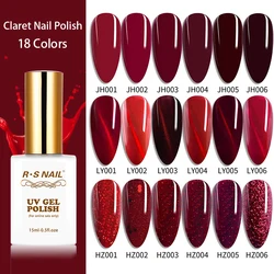 RS NAGEL 15ml Gel Nagellack Rotwein Cat Eye Glitter Gel Lack Winter Farbe UV LED Nagel Kunst gel Lack 2021 Top