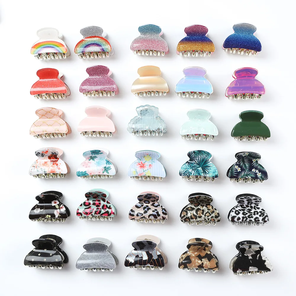 2 pz/lotto acrilico piccoli granchi Clip di capelli per le donne ragazza colorata capelli artiglio morsetti femminile di plastica Barrette tornante accessori Set