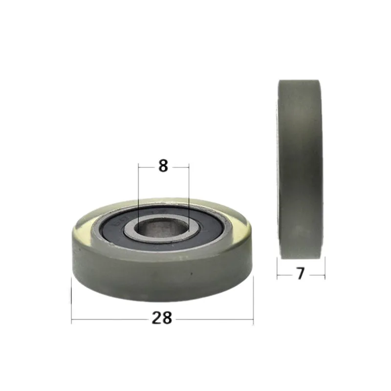 10pcs/50pcs 8*28*7mm Silent Guide Wheel Of Conveyor Belt Polyurethane PU 608 608RS Roller Bearing Friction Pulley 8x28x7mm