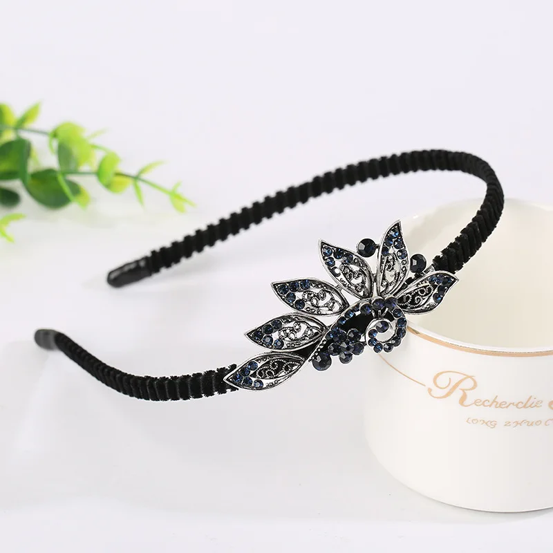 Retro Rhinestonen Headband Flower Pearl Jewelry Festival Hair Accessories Fascinator Headdress for Women Princess Girls