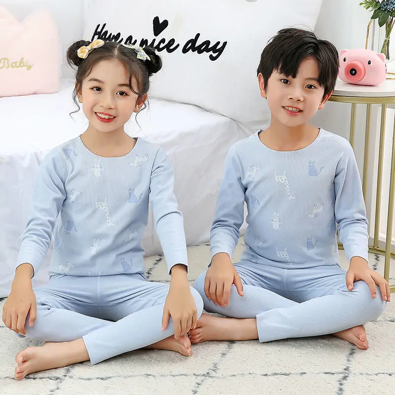 Children Pajamas Baby Nightwear Pyjamas Kids Homewear Seamless Thermal Underwear For Boys Girls Winter Children Clothing Sets