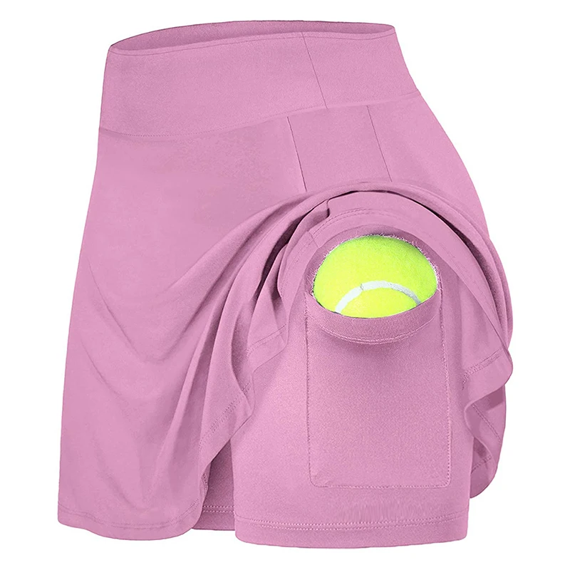 Women\'s Sport Tennis Skirts With Pockets Outdoor Running yoga Inner Shorts Skort High Elastic Waist Golf Hakama For Female 2024