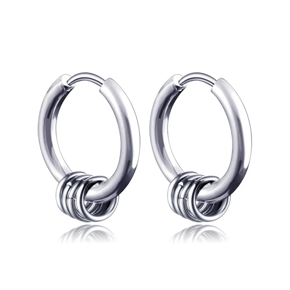 2021 New Punk Retro Stainless Steel Hoop Earrings For Women Men Gothic Round Geometry Rock Statement Ear Jewelry Gifts Earrings