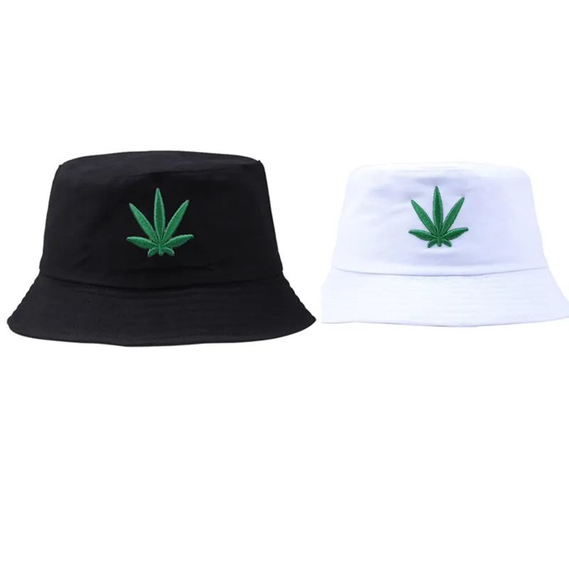 Men Women Maple Leaf Bucket Hat Hip Hop Fisherman Panama Hats Embroidery Cotton Outdoor Summer Casual Swag Bob Visor Bucket Cap