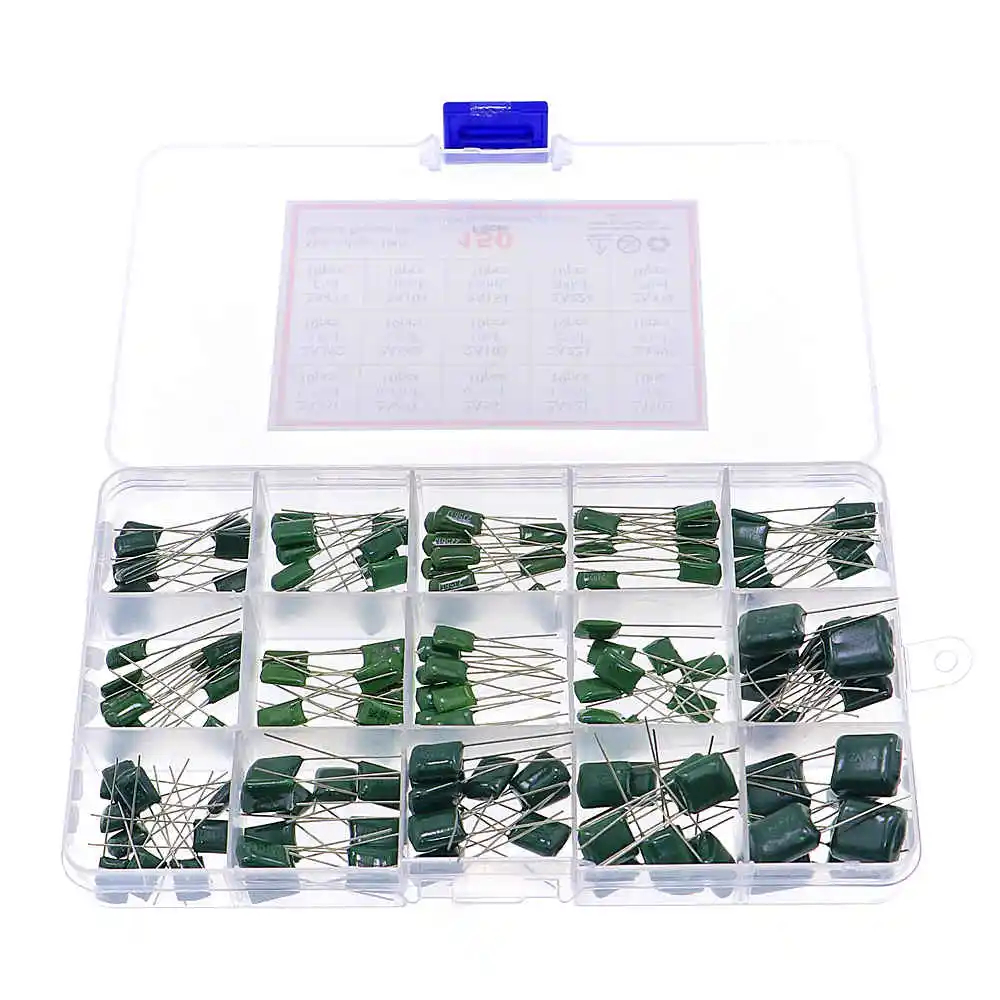 150pcs/Box 100V 15 Kinds (0.33nF-470nF) Polyester Film Capacitor Assorted kit