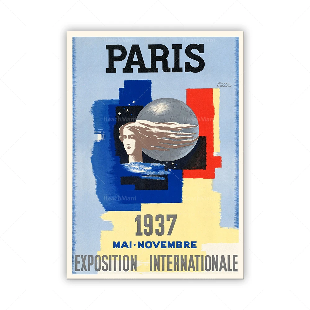 1937 France, Paris, International Exhibition Vintage Poster - A4/A3 Unframed