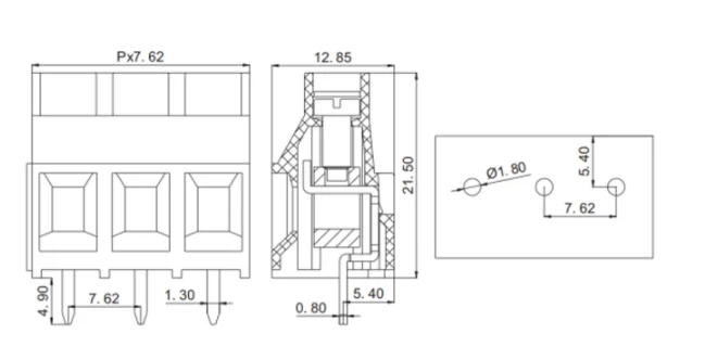 KF7620-7.62 w linii 300V/30A 7.62mm rodzaj śruby terminal PCB