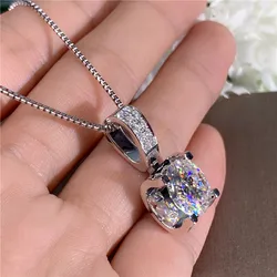 Huitan-collar con colgante de Color plateado para mujer, cadena de caja delicada con circonita, accesorios de uso diario de buena calidad, regalo elegante
