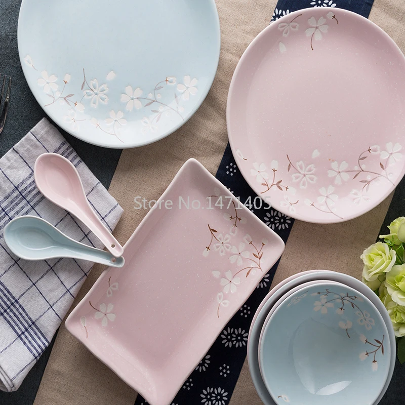 Sakura Story Creative Dishes Set Japanese Hand-painted Noodle Bowl Ceramic Tableware Bowl Rice Bowl