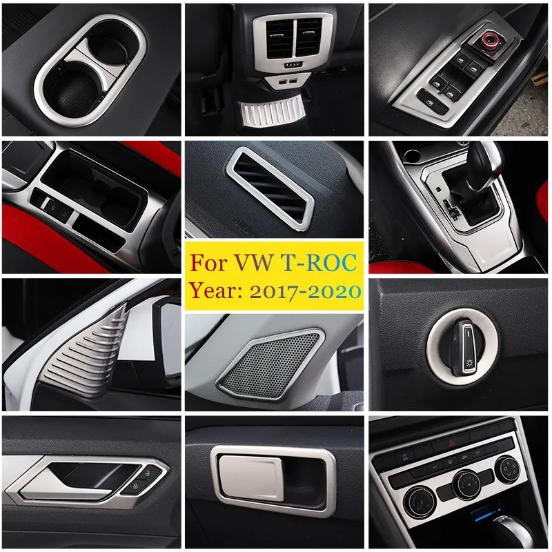 Auto Accessory For Volkswagen T-Roc T Roc 2018 - 2021 STAINLESS STEEL Inner Car Door Stereo Speaker Audio Loudspeaker Cover Trim