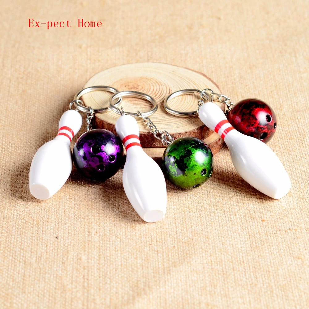 

FREE SHIPPING BY DHL 100pcs/lot Metal Mini Bowling Keychains Bowling Ball Keyrings for Sports Gifts