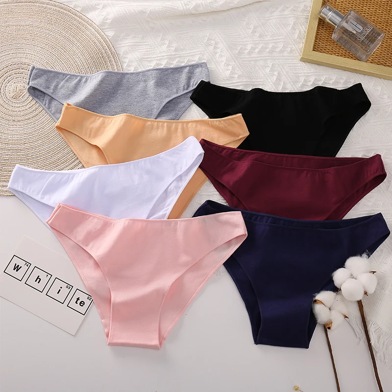 FINETOO M-2XL Women Cotton Soft Panties Midi Waist Pantys Lingerie Femme Panty Briefs Woman Underpants Sexy Underwear for Girls