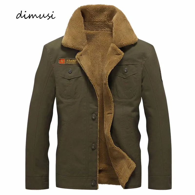 DIMUSI-Jaqueta de lã militar de inverno masculina, casacos quentes, gola de pele masculina, jaqueta tática de aviador do exército, roupa masculina