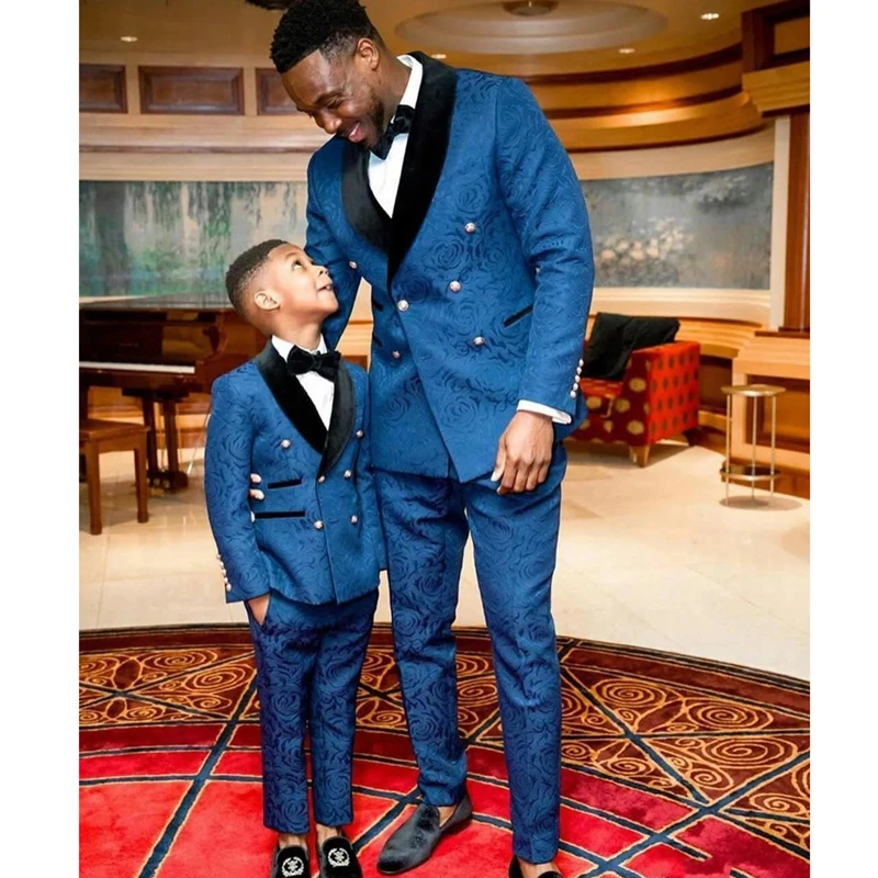 New Costume Homme Made Floral Pattern Wedding Tuxedos Mens Shawl Lapel Double Breasted Groom Wear Formal Prom Men Suit 2 Pcs