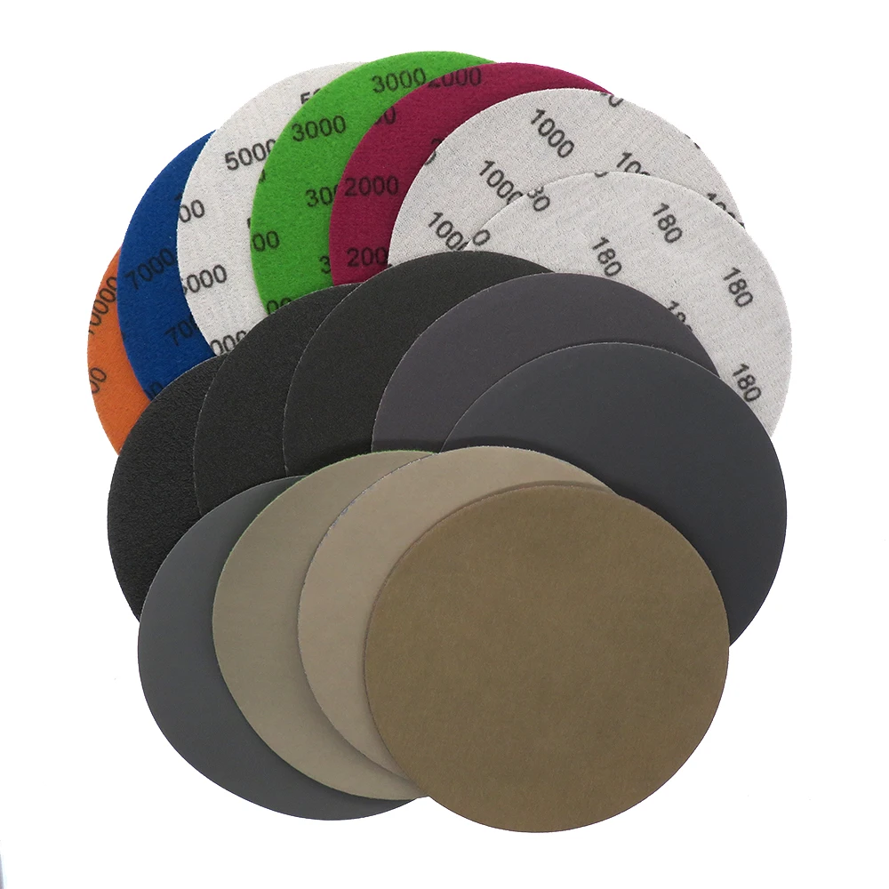 50 Stück 5 Zoll 125 mm wasserdichte Schleifscheiben mit Klettverschluss, Siliziumkarbid-Schleifpapier, nass/trocken, Körnung 60–10000 zum Polieren und Schleifen – Detail 1