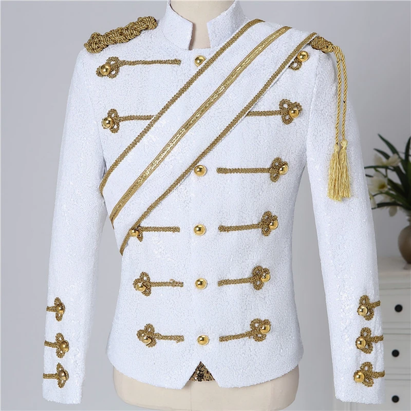 Plus Size S-5XL Jacket!High Quality Michael Jackson Concert Dance Stage Costume Uniforms Moonwalk Stage Costumes Sequins Coat